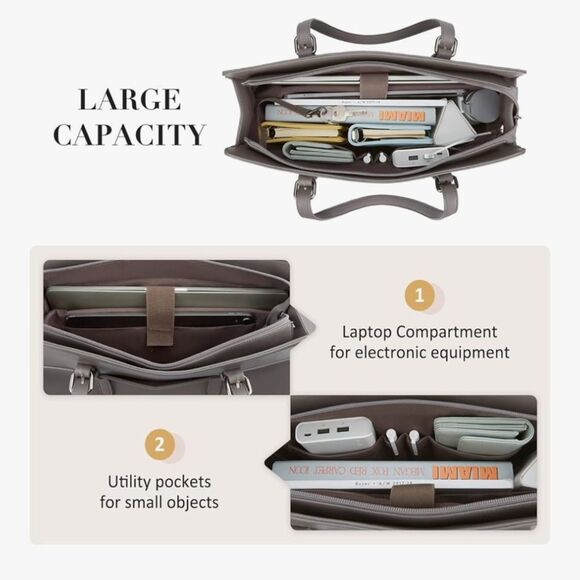 ECOSUSI Laptop Bag for Women 15.6 Inch Work Briefcase Tote Professional with Sho - Picture 3 of 7